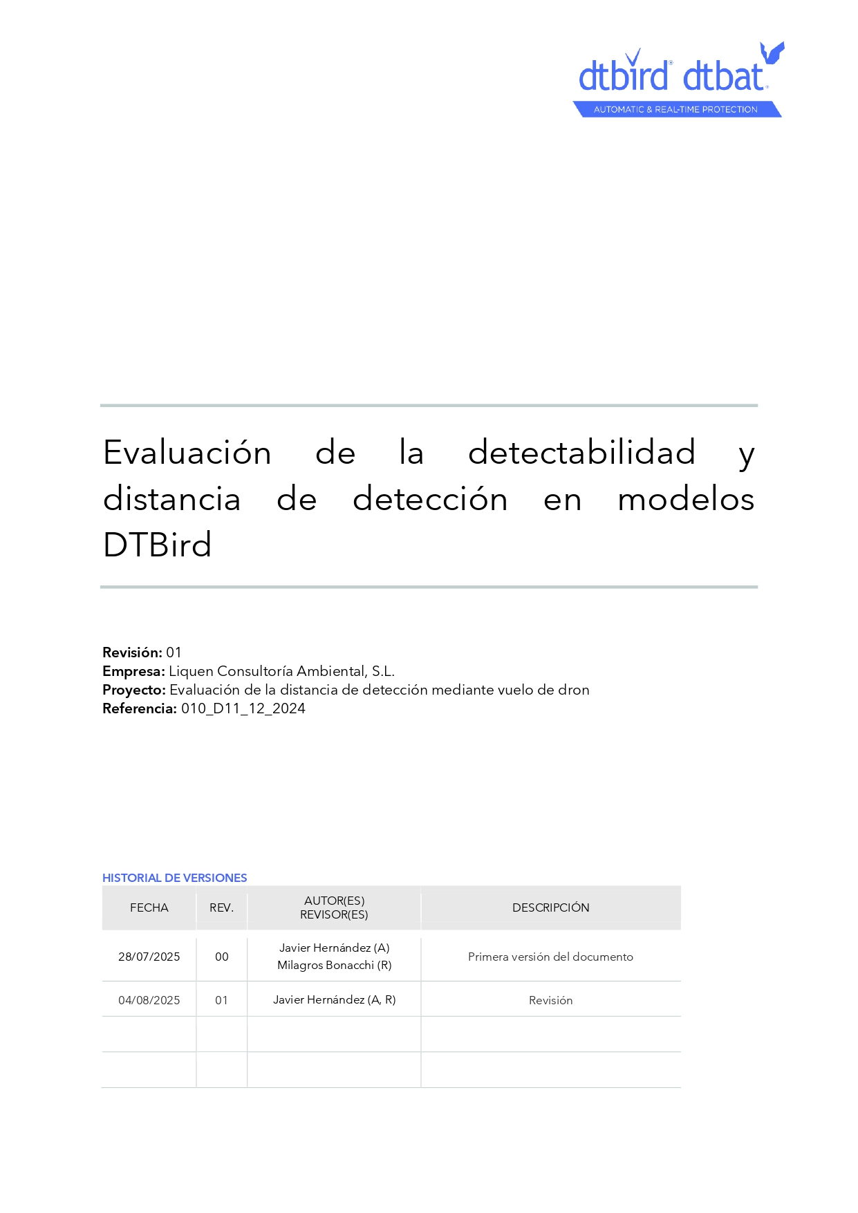Evaluación de la detectabilidad y distancia de detección en modelos de DTBird 