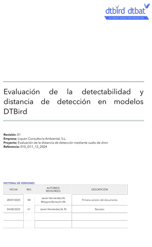 Informe de evaluación de los modelos DTBird 2025: Detectabilidad y alcance de detección. Agosto 2025.