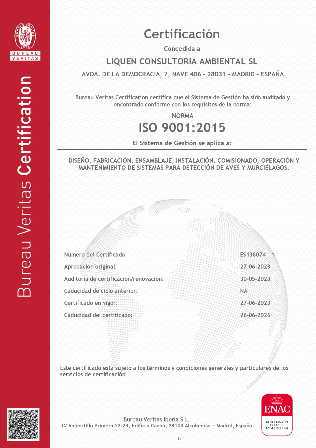 Certificado ISO 9001:2015
