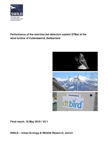 Performance of the real-time bat detection system DTBat at the wind turbine of Calandawind. May 2015.